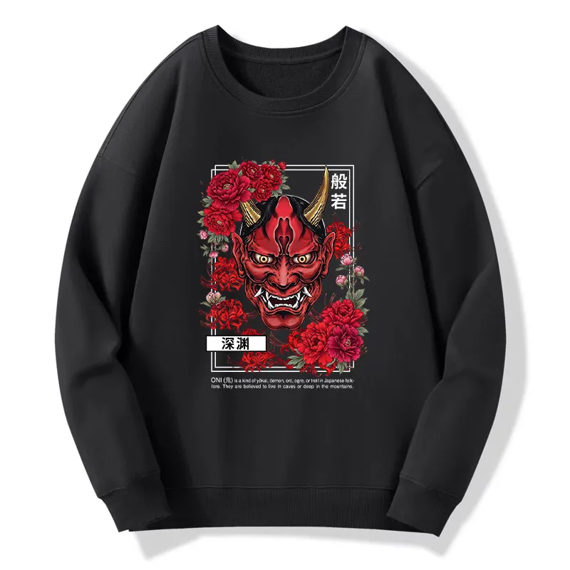 Tokyo-Tiger Cool Oni Floral Art Classic Sweatshirt