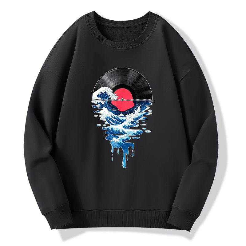 Tokyo-Tiger Vinyl Records And Waves Classic Sweatshirt