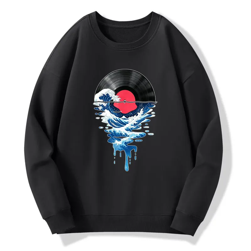 Tokyo-Tiger Vinyl Records And Waves Classic Sweatshirt Sale