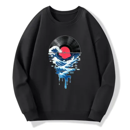 Tokyo-Tiger Vinyl Records And Waves Classic Sweatshirt