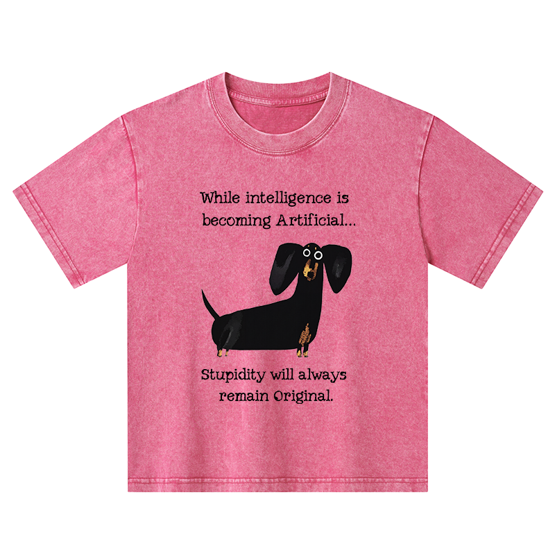 Tokyo-Tiger Dachshund Real Humor Funny Meme Kids Washed T-Shirt