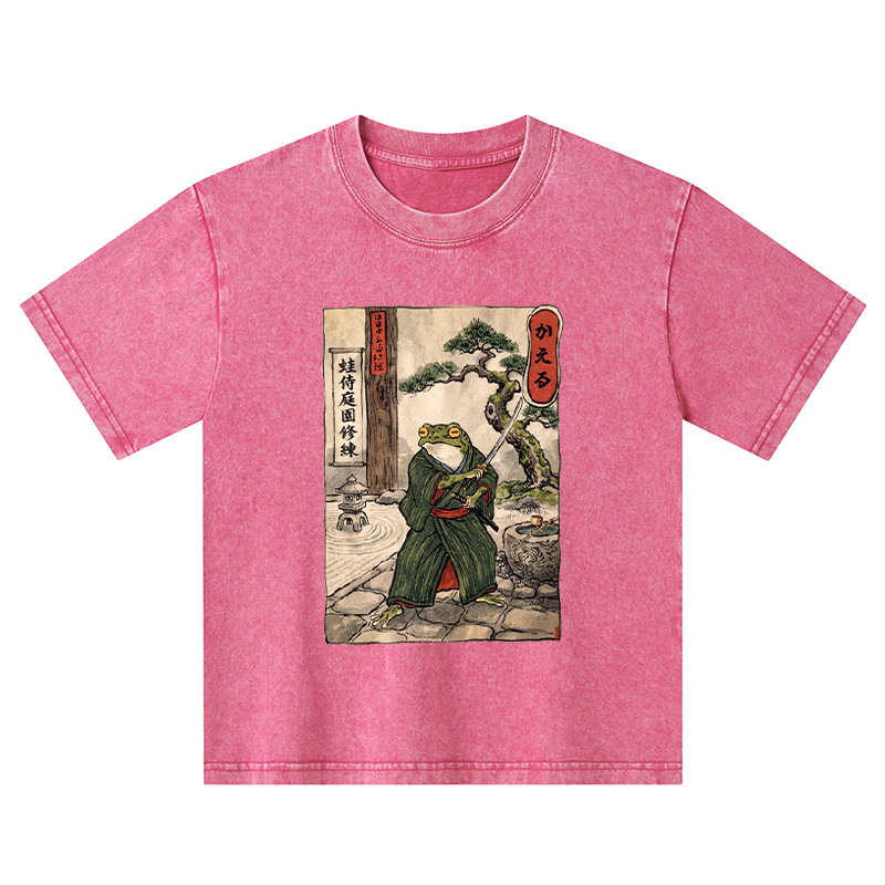 Tokyo-Tiger Samurai Frog Training Kids Washed T-Shirt
