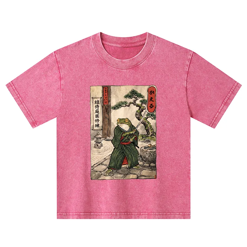 Tokyo-Tiger Samurai Frog Training Kids Washed T-Shirt