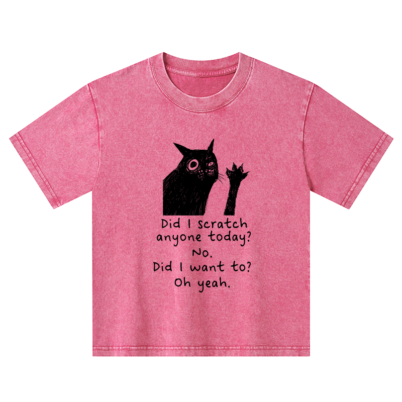 Tokyo-Tiger Black Cat Scratches People Kids Washed T-Shirt