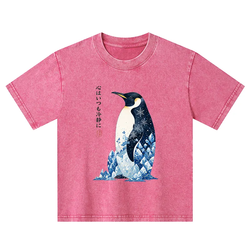 Tokyo-Tiger Keep Calm Penguin Kids Washed T-Shirt