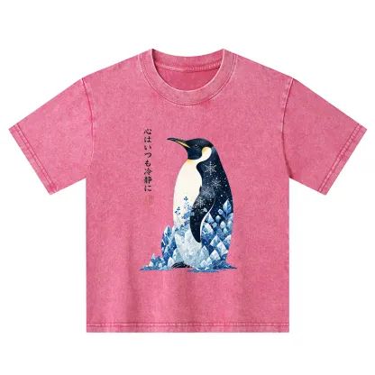Tokyo-Tiger Keep Calm Penguin Kids Washed T-Shirt