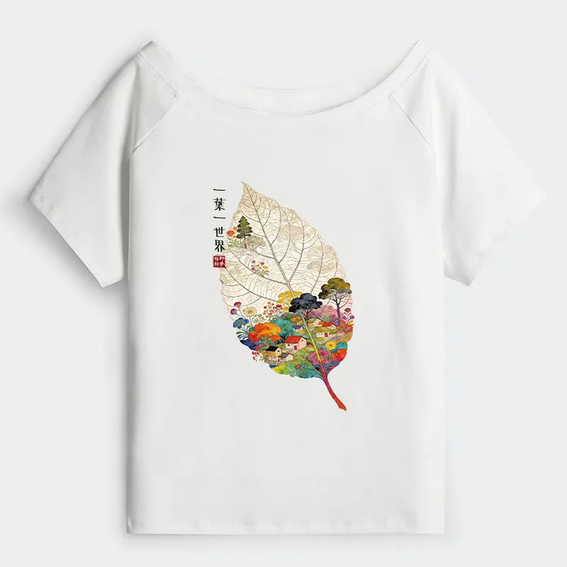 Tokyo-Tiger One Leaf Holds A Tiny Colorful World Off Shoulder T-Shirt Sale