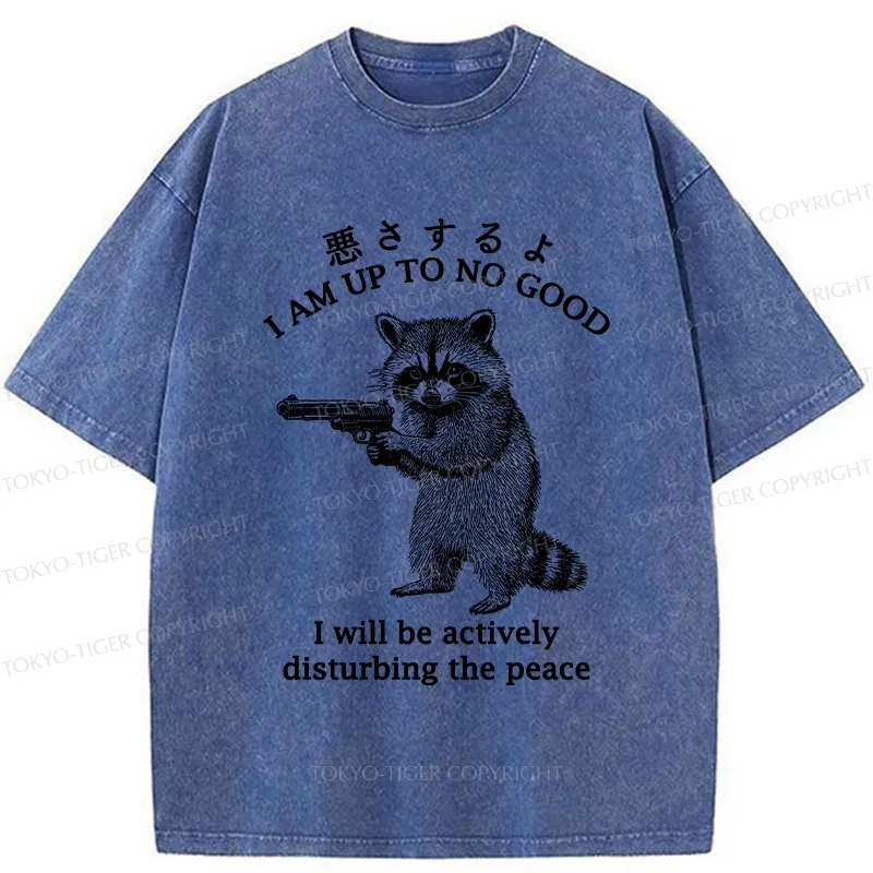Tokyo-Tiger Raccoon Disturbing The Peace Washed T-Shirt