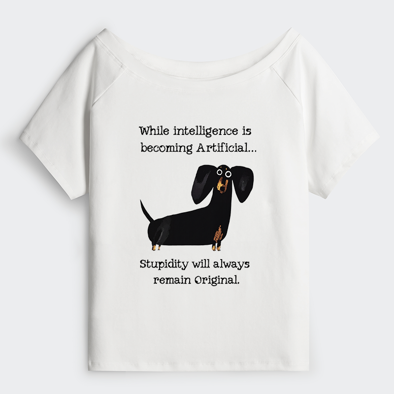 Tokyo-Tiger Dachshund Real Humor Funny Meme Off Shoulder T-Shirt