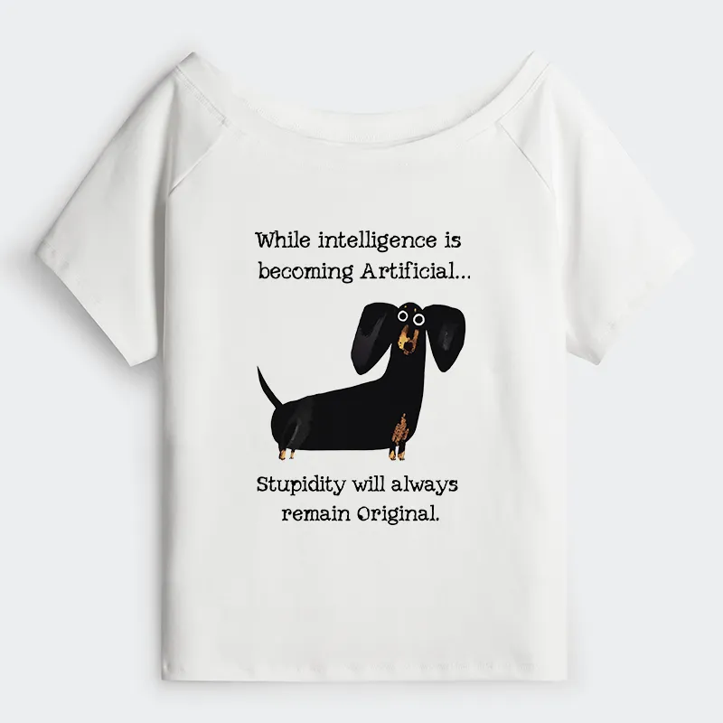 Tokyo-Tiger Dachshund Real Humor Funny Meme Off Shoulder T-Shirt