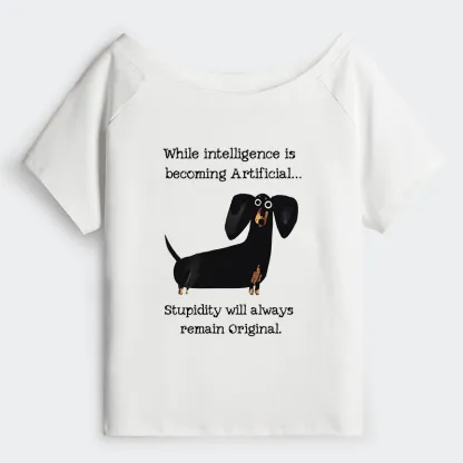 Tokyo-Tiger Dachshund Real Humor Funny Meme Off Shoulder T-Shirt