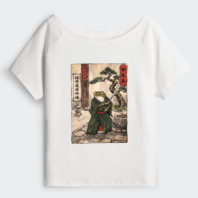 Tokyo-Tiger Samurai Frog Training Off Shoulder T-Shirt