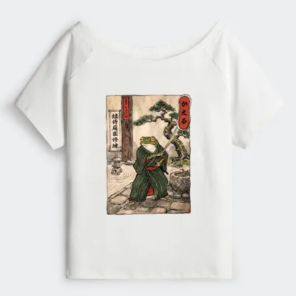 Tokyo-Tiger Samurai Frog Training Off Shoulder T-Shirt