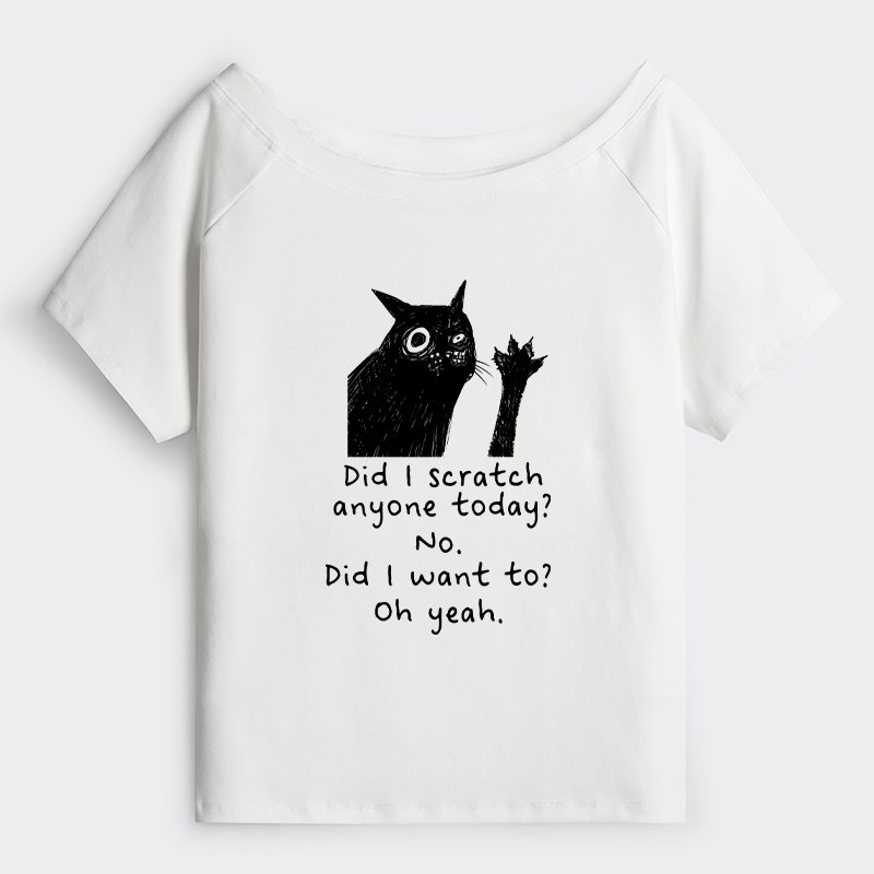 Tokyo-Tiger Black Cat Scratches People Off Shoulder T-Shirt