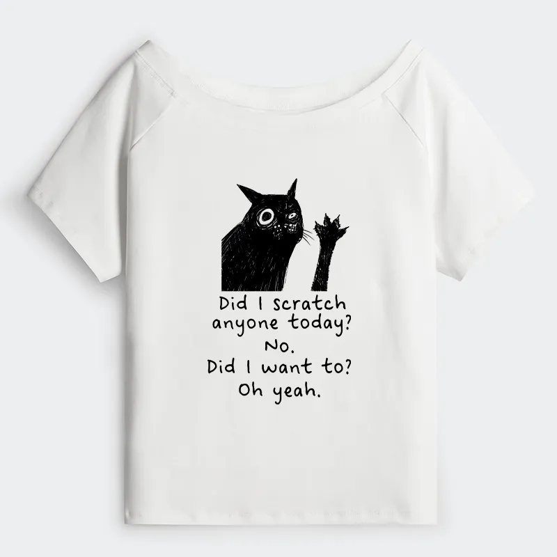 Tokyo-Tiger Black Cat Scratches People Off Shoulder T-Shirt