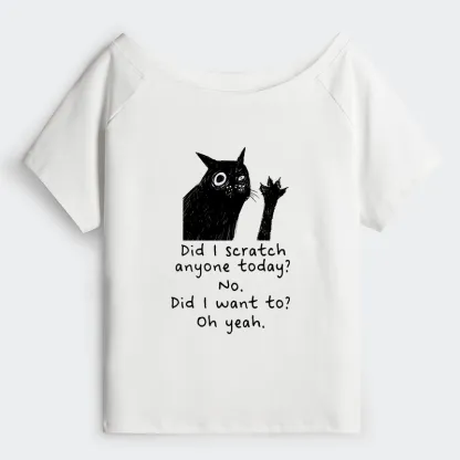 Tokyo-Tiger Black Cat Scratches People Off Shoulder T-Shirt