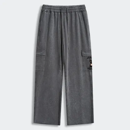 Tokyo-Tiger Funny Cute Black Cat And Coffee Meme Washed Utility Sweatpants