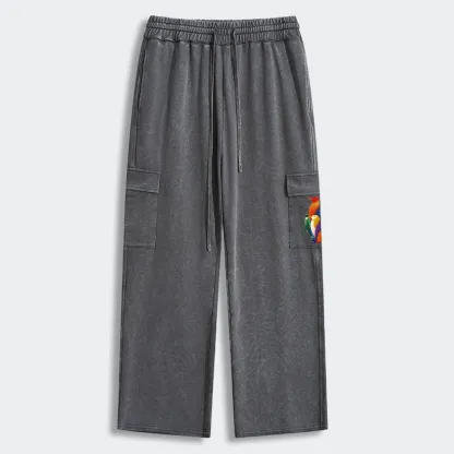 Tokyo-Tiger Cute Multi Tone Penguins Washed Utility Sweatpants