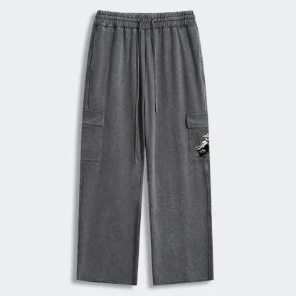 Tokyo-Tiger Panda Samurai Warrior Washed Utility Sweatpants
