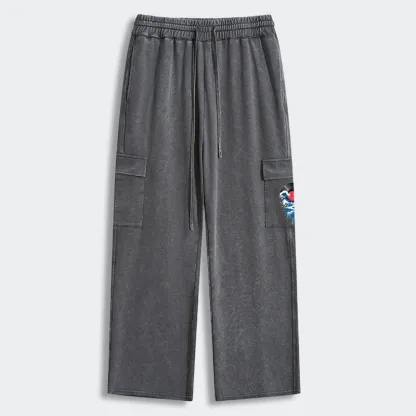 Tokyo-Tiger Vinyl Records And Waves Washed Utility Sweatpants