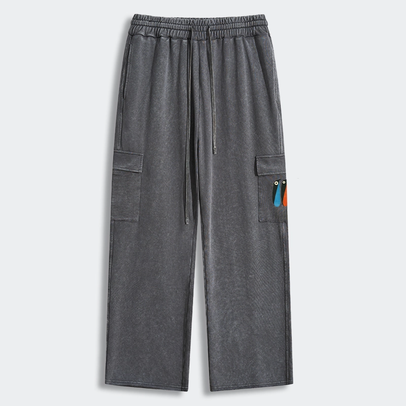 Tokyo-Tiger Bold Shape Birds Washed Utility Sweatpants