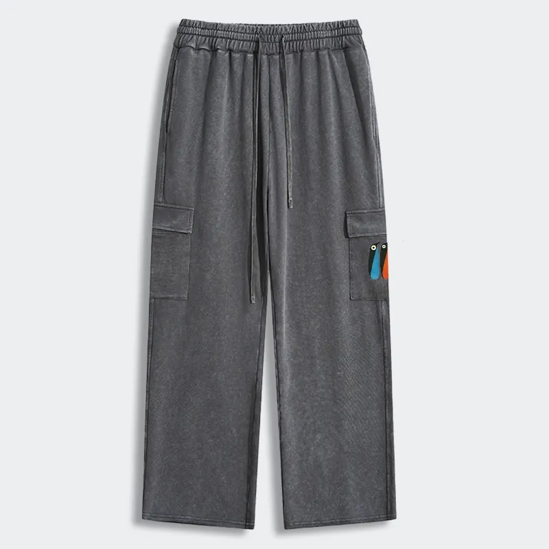 Tokyo-Tiger Bold Shape Birds Washed Utility Sweatpants