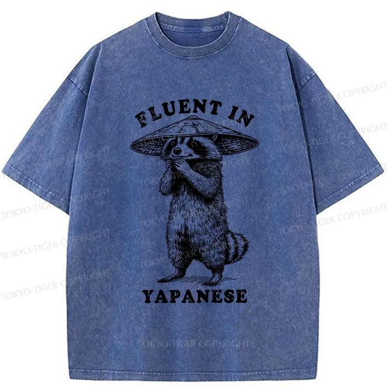Tokyo-Tiger Funny Fluent In Yapanese Washed T-Shirt