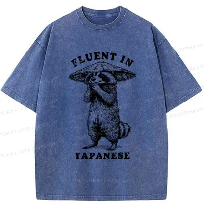 Tokyo-Tiger Funny Fluent In Yapanese Washed T-Shirt