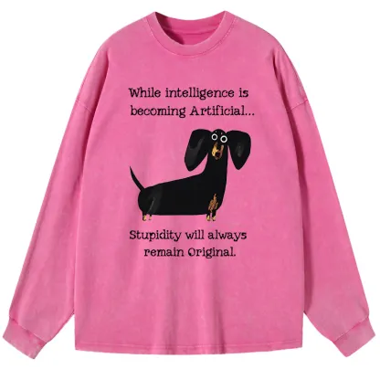 Tokyo-Tiger Dachshund Real Humor Funny Meme Washed Long Sleeve T-Shirt