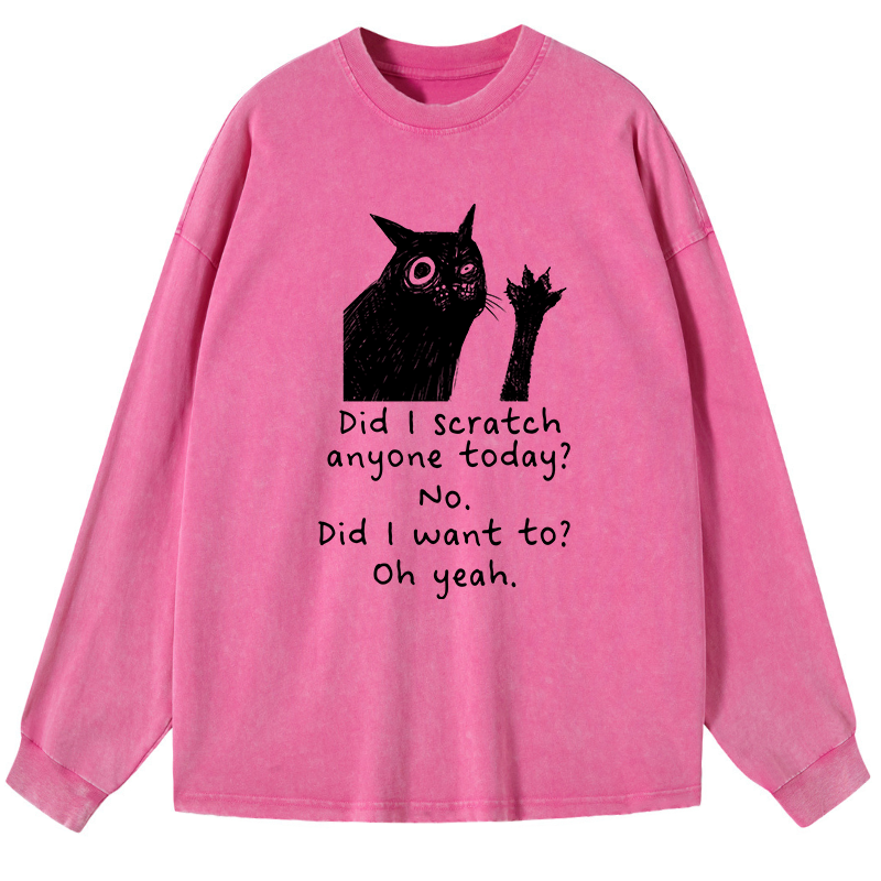 Tokyo-Tiger Black Cat Scratches People Washed Long Sleeve T-Shirt