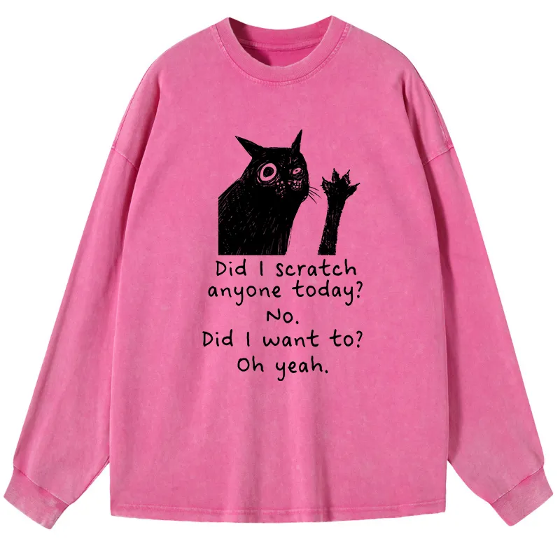 Tokyo-Tiger Black Cat Scratches People Washed Long Sleeve T-Shirt