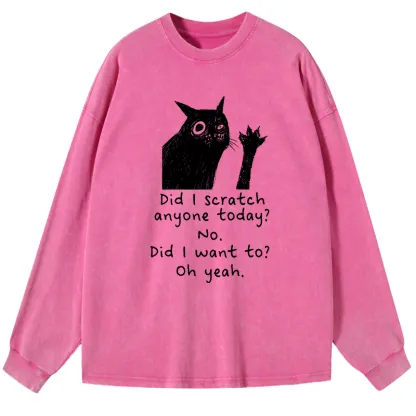 Tokyo-Tiger Black Cat Scratches People Washed Long Sleeve T-Shirt