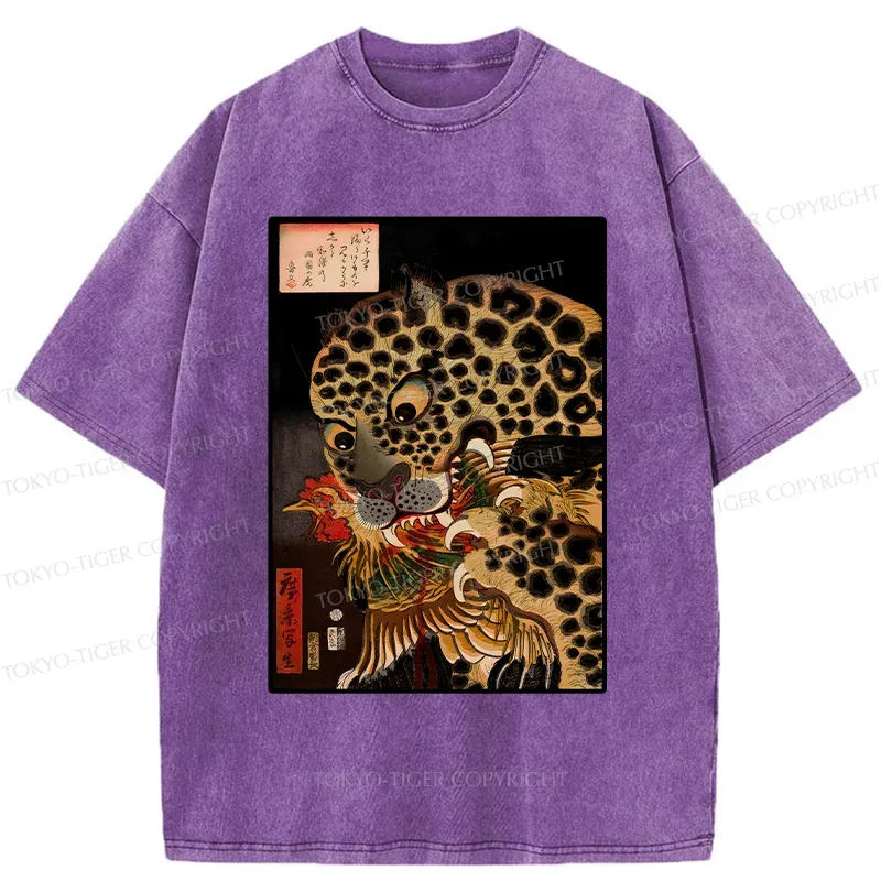 Tokyo-Tiger Japanese Traditional Panther Washed T-Shirt
