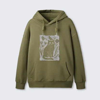Tokyo-Tiger Folk Paper Cut Cat Bird Floral Art Classic Hoodie