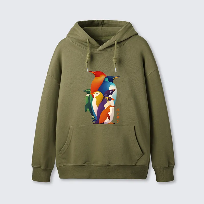 Tokyo-Tiger Cute Multi Tone Penguins Classic Hoodie