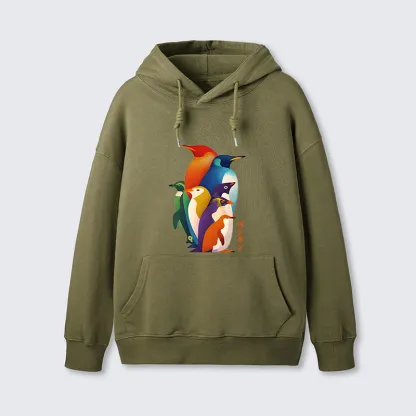 Tokyo-Tiger Cute Multi Tone Penguins Classic Hoodie