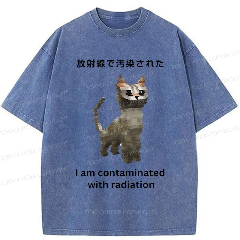 Tokyo-Tiger Irradiated Cat Funny Washed T-Shirt