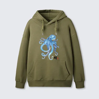 Tokyo-Tiger Watercolor Blue Octopus Classic Hoodie