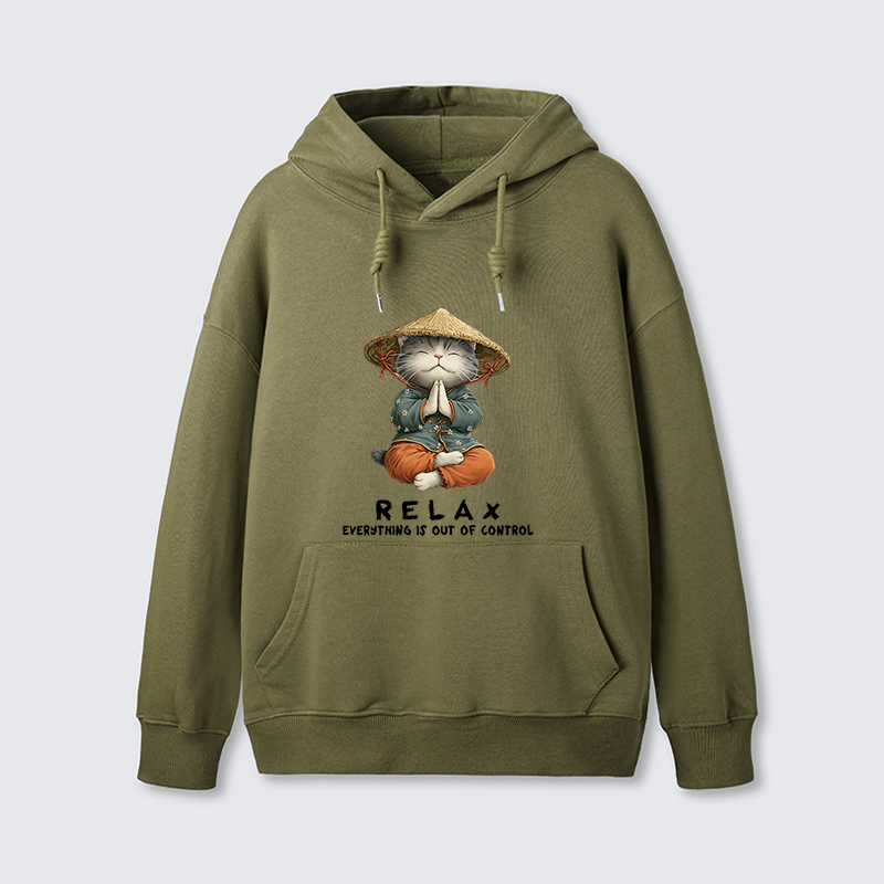 Tokyo-Tiger Zen Relax Cat Graphic Classic Hoodie
