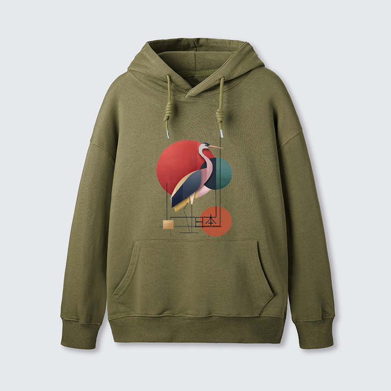 Tokyo-Tiger Geometric Crane Art Classic Hoodie