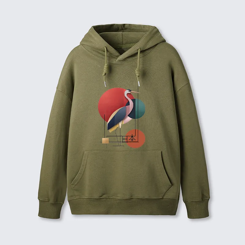 Tokyo-Tiger Geometric Crane Art Classic Hoodie