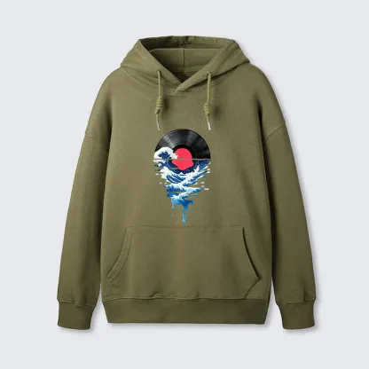 Tokyo-Tiger Vinyl Records And Waves Classic Hoodie