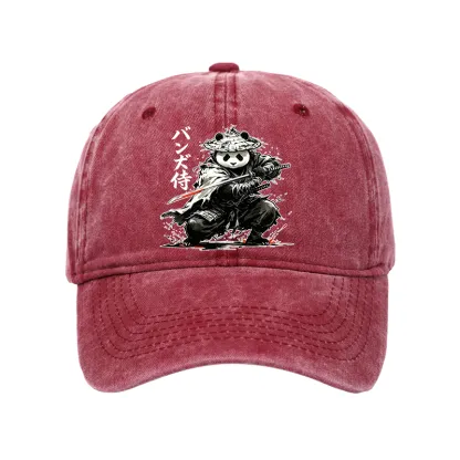Tokyo-Tiger Panda Samurai Warrior Washed Cap