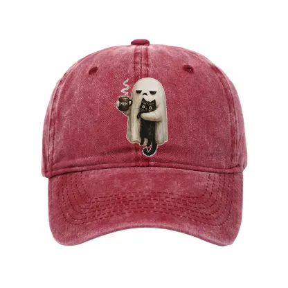 Tokyo-Tiger Ghost Cat Coffee Mood Washed Cap