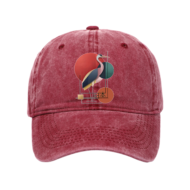 Tokyo-Tiger Geometric Crane Art Washed Cap