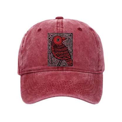 Tokyo-Tiger Retro Woodblock Bird Washed Cap
