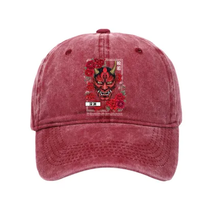 Tokyo-Tiger Cool Oni Floral Art Washed Cap