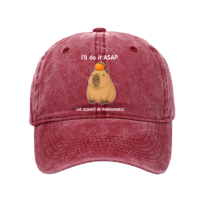 Tokyo-Tiger Slow Task Capybara Meme Washed Cap