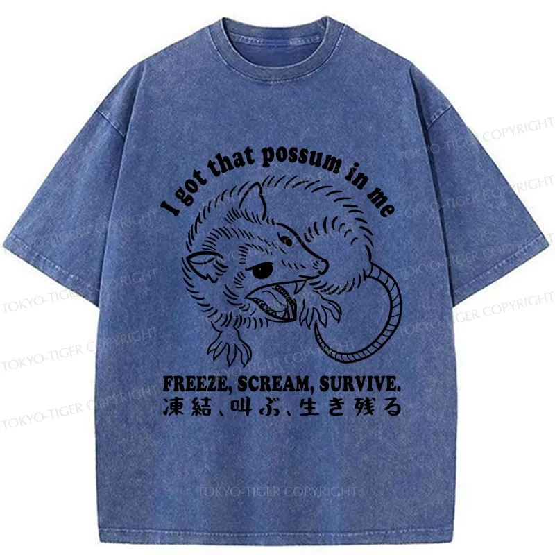 Tokyo-Tiger I Got That Possum In Me Washed T-Shirt