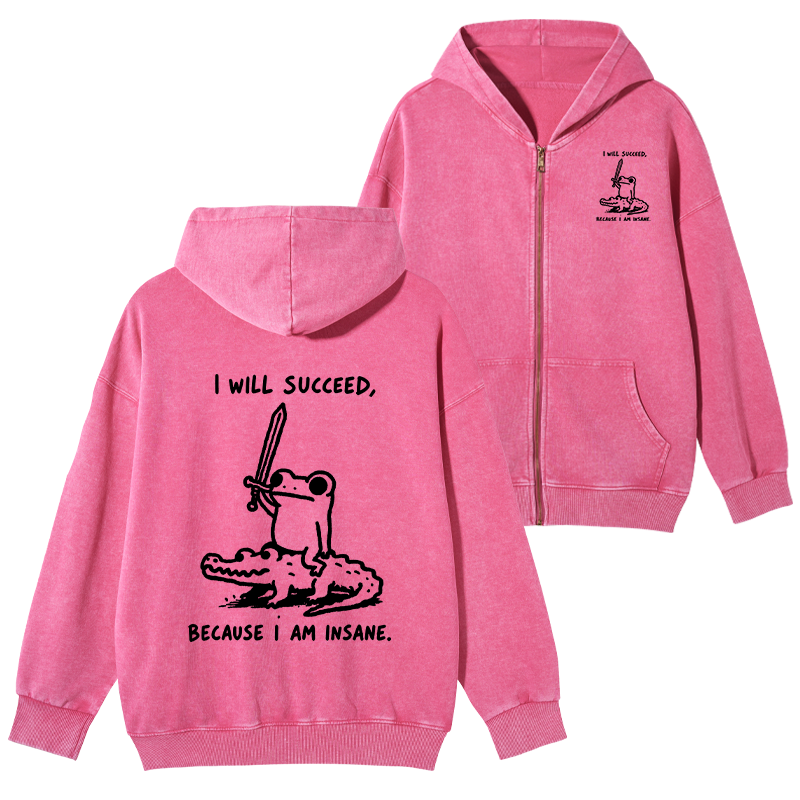 Tokyo-Tiger Warrior Frog Funny Meme Washed Zip Hoodie